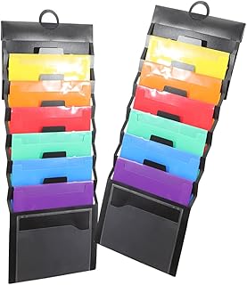 HOMSFOU 2 Piezas Paquete de almacenamiento de carpetas Organizador de archivos de 6 bolsillos. contenedor de documentos para oficina organizador de carpetas colgantes archivador colgante