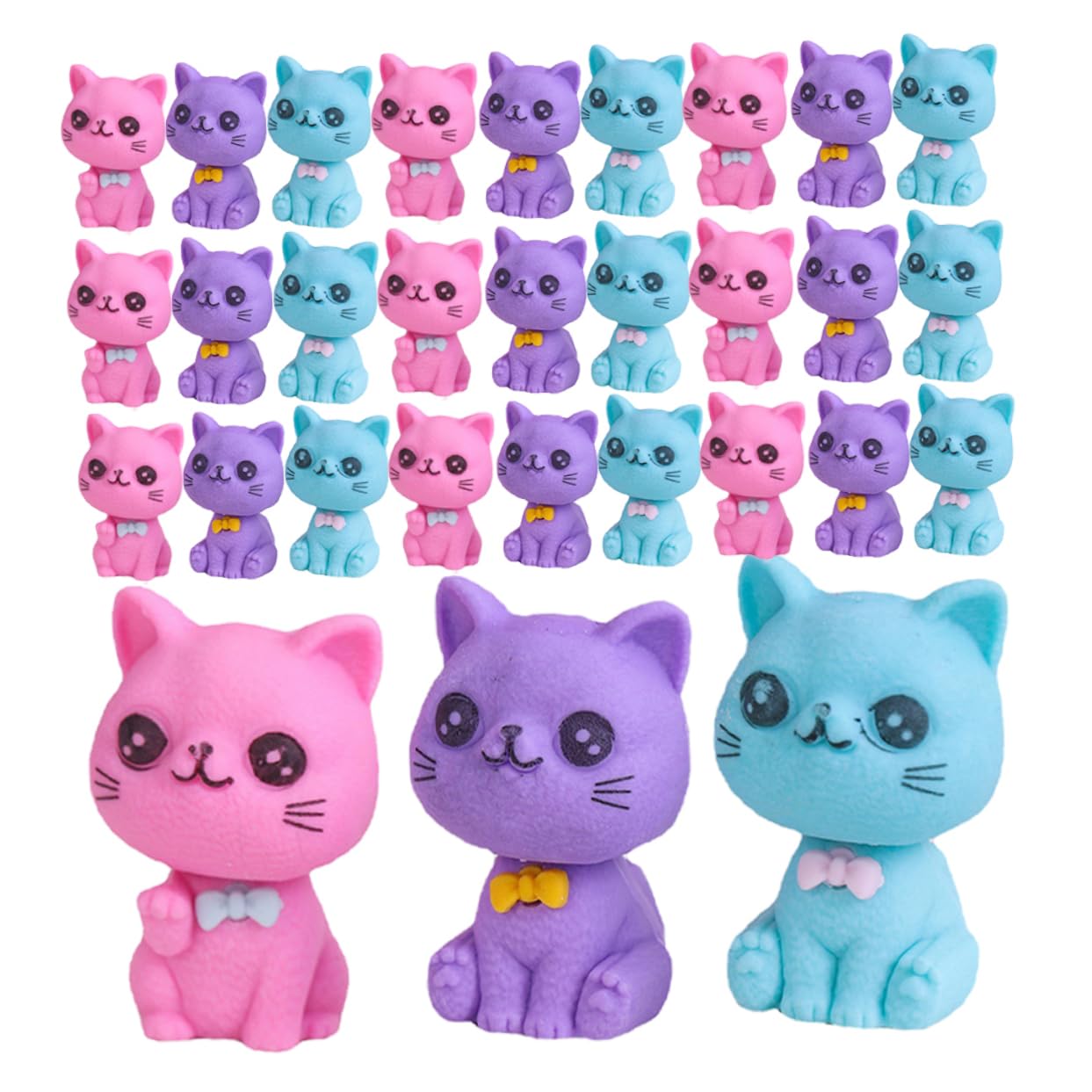 Gommes à Papier Chat 48 Pièces TPR, Petites Gommes de Dessin Animé
