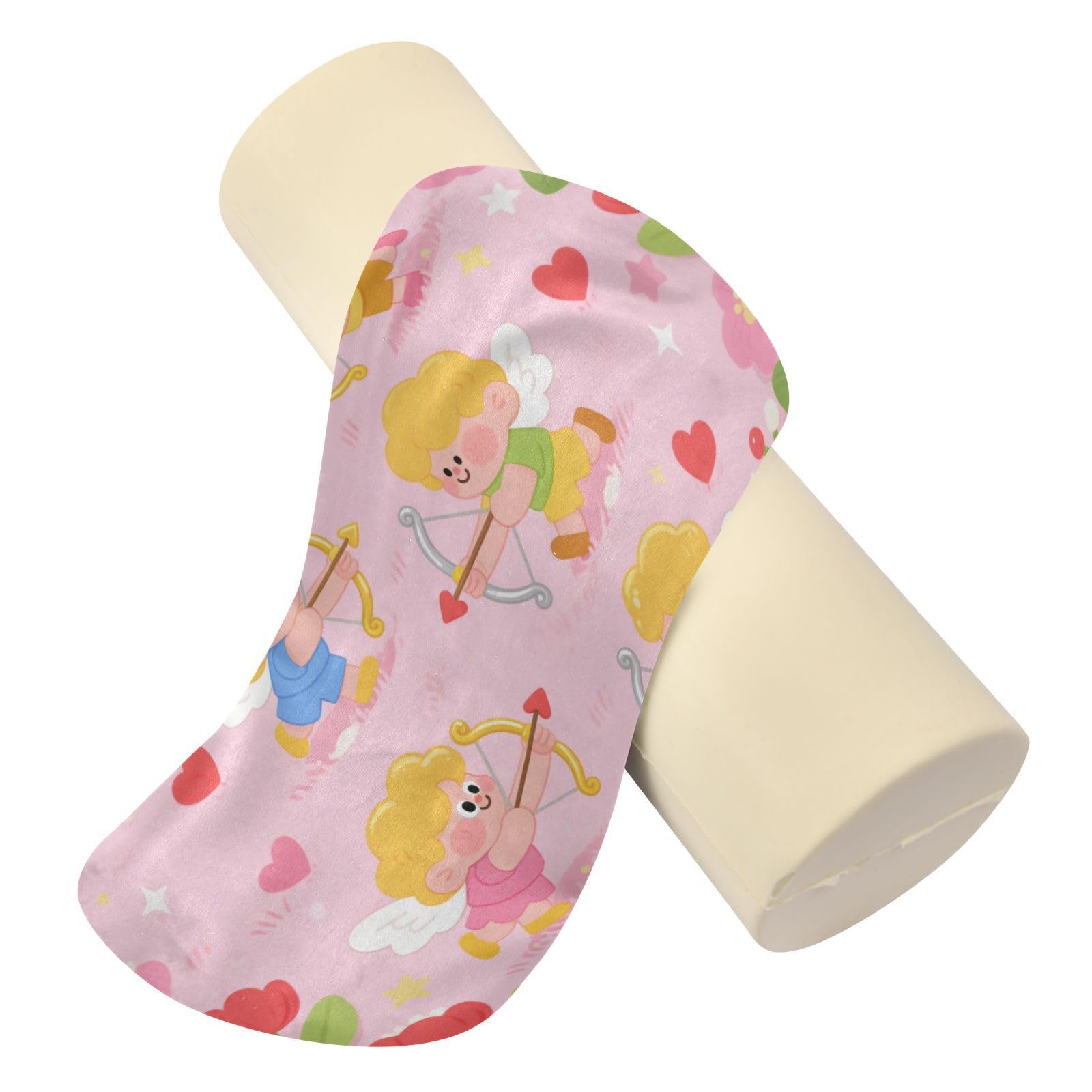 EtherSpher Cartoon and Cute Pink Cupid Decorative Knee Bolster Pillow for Legs Round Pillow Cases Neck Back Cushion Back Support cojines para sala