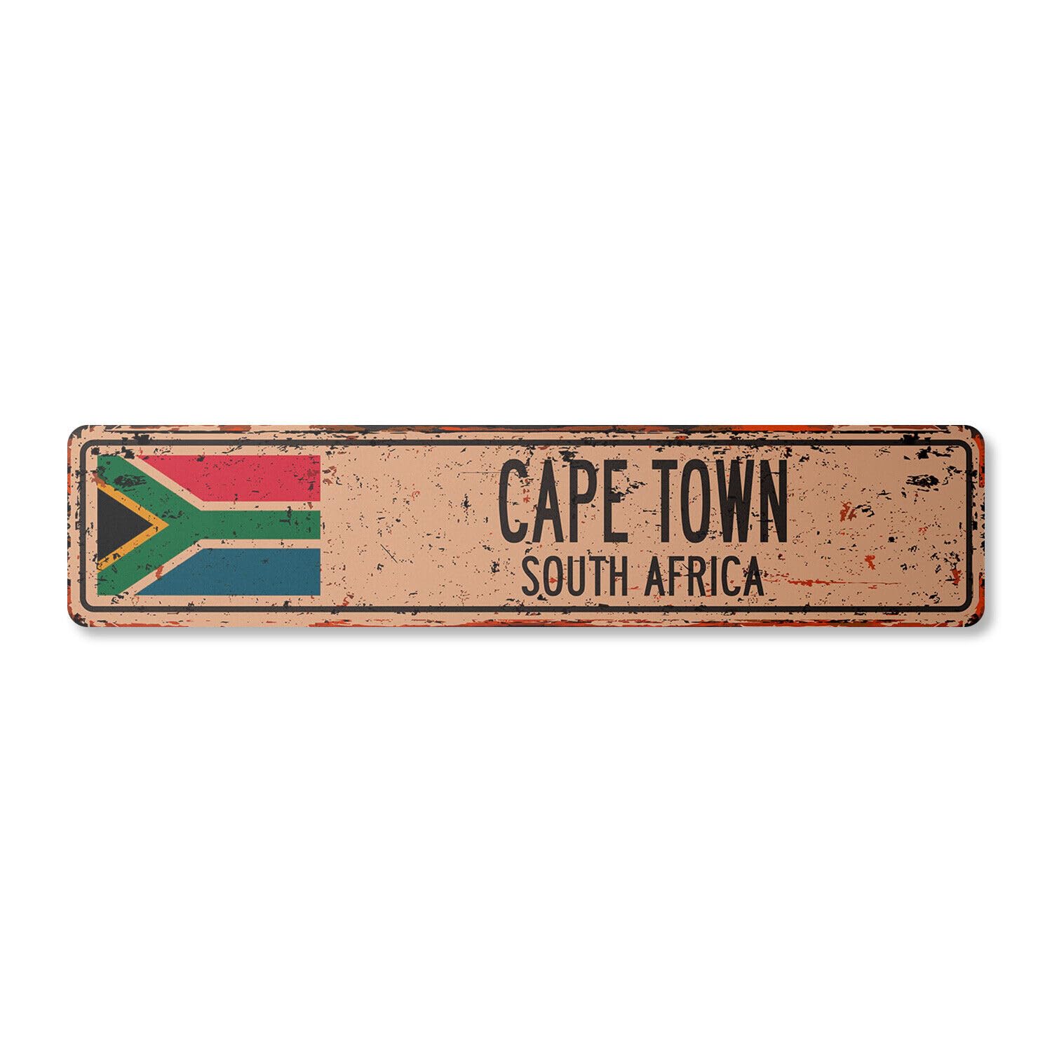 CAPE TOWN SOUTH AFRICA Vintage Street Sign South African flag city country rust
