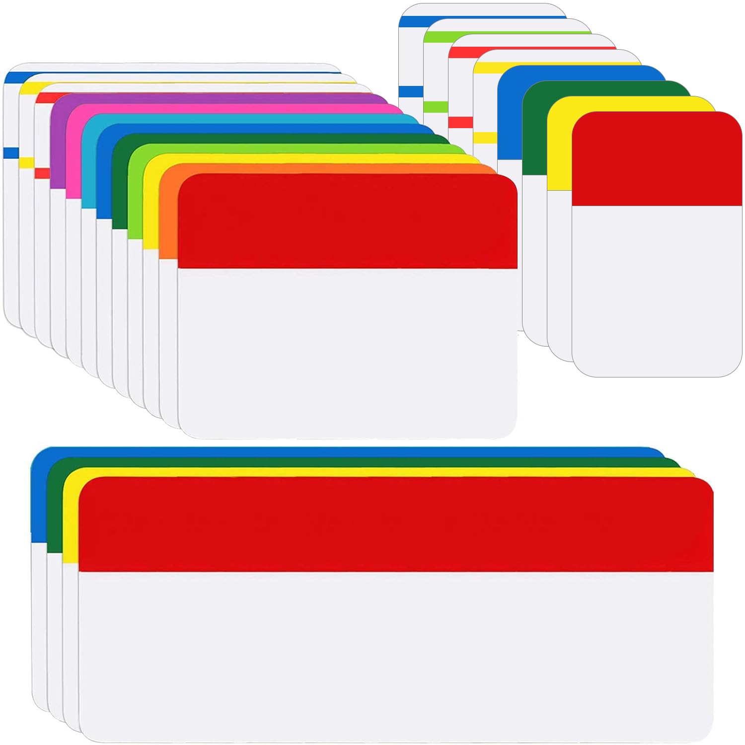 KICNIC Sticky Tabs 480 Pcs, Adhesive Book Tabs, Page Markers, 1 Inch, 2 Inch, 3 Inch Annotation Tabs, Labels for Books, Notebooks, Files, Binders, Bible, Flags for Office and School Use (10 Colors)