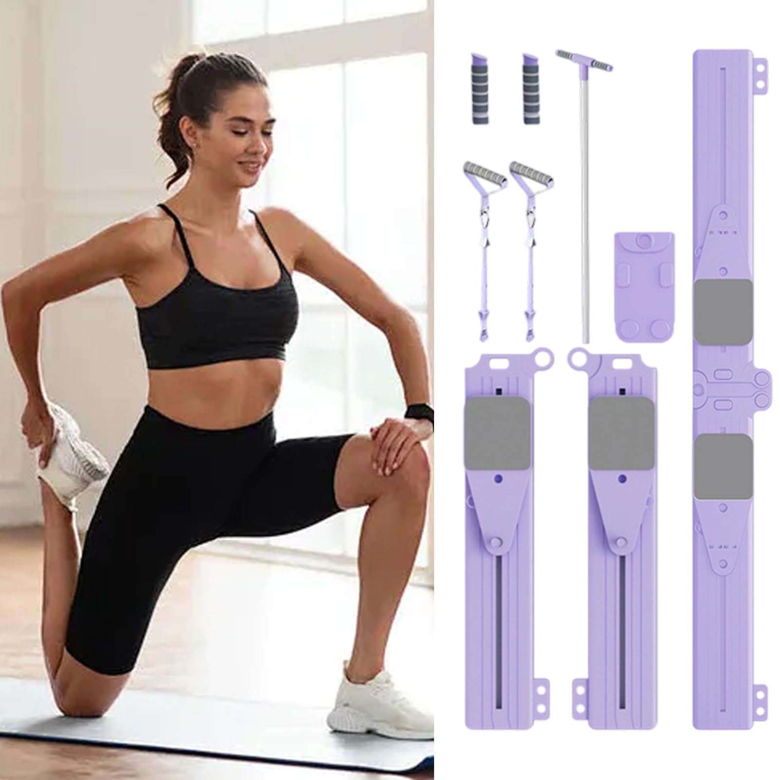 Macchina Pilates Reformer Multifunzionale E Pieghevole Attrezzo Pilates | Attrezzatura Fitness Portatile Per Tonificazione Riduzione Cellulite Allenamento Equilibrio Supporto Vita