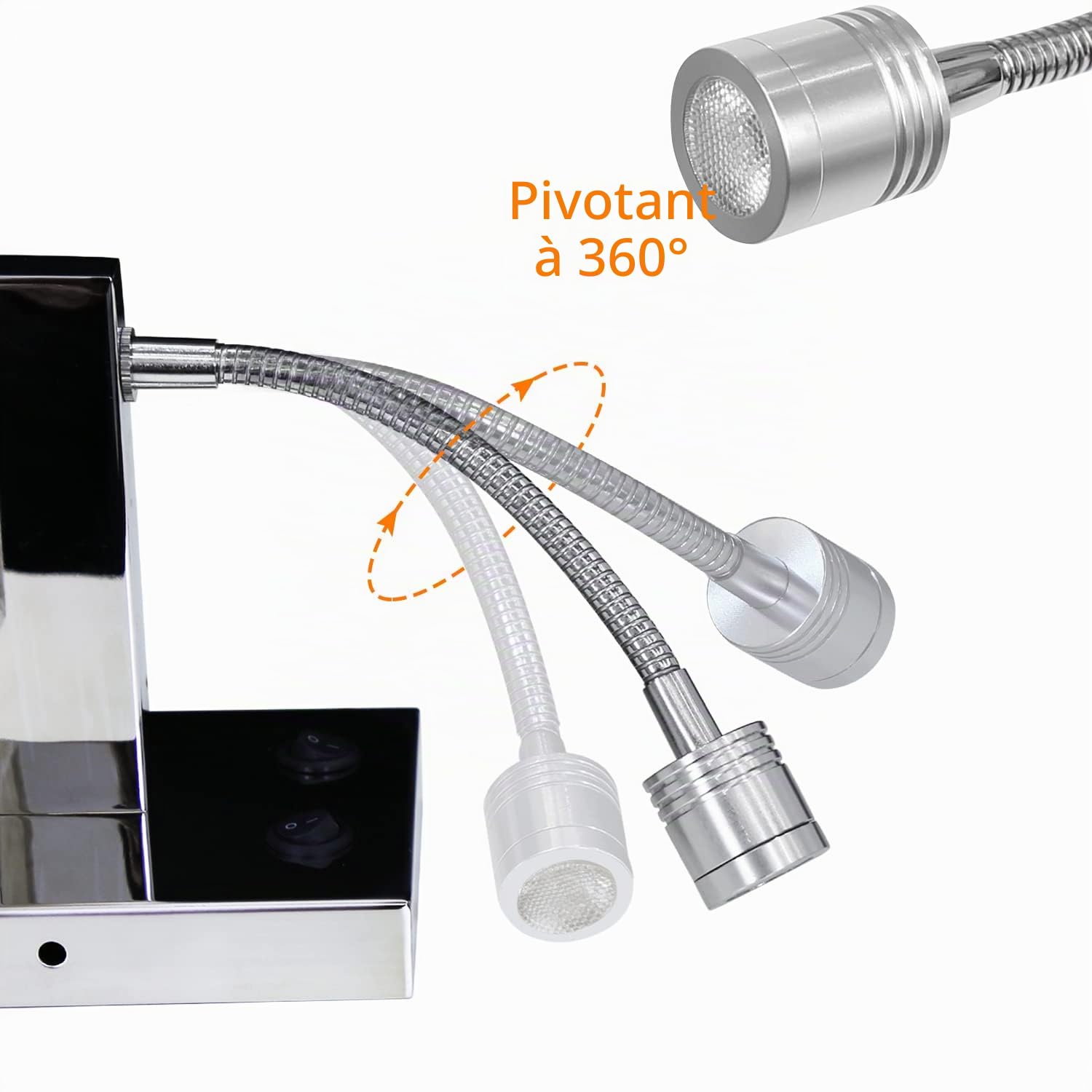 ZMH Applique murale LED pivotant 360° Lampe de lecture avec interrupteur E27 Abat-jour en tissu Éclairage moderne salon