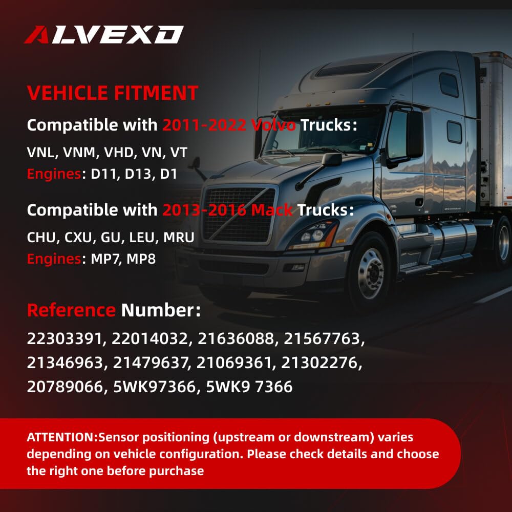 22303391 NOx Sensor Compatible with Volvo D11 D13 D16 Mack 2011-2022 | Outlet/downstream sensor, Replace OE# 5WK97366 22014032 21567763