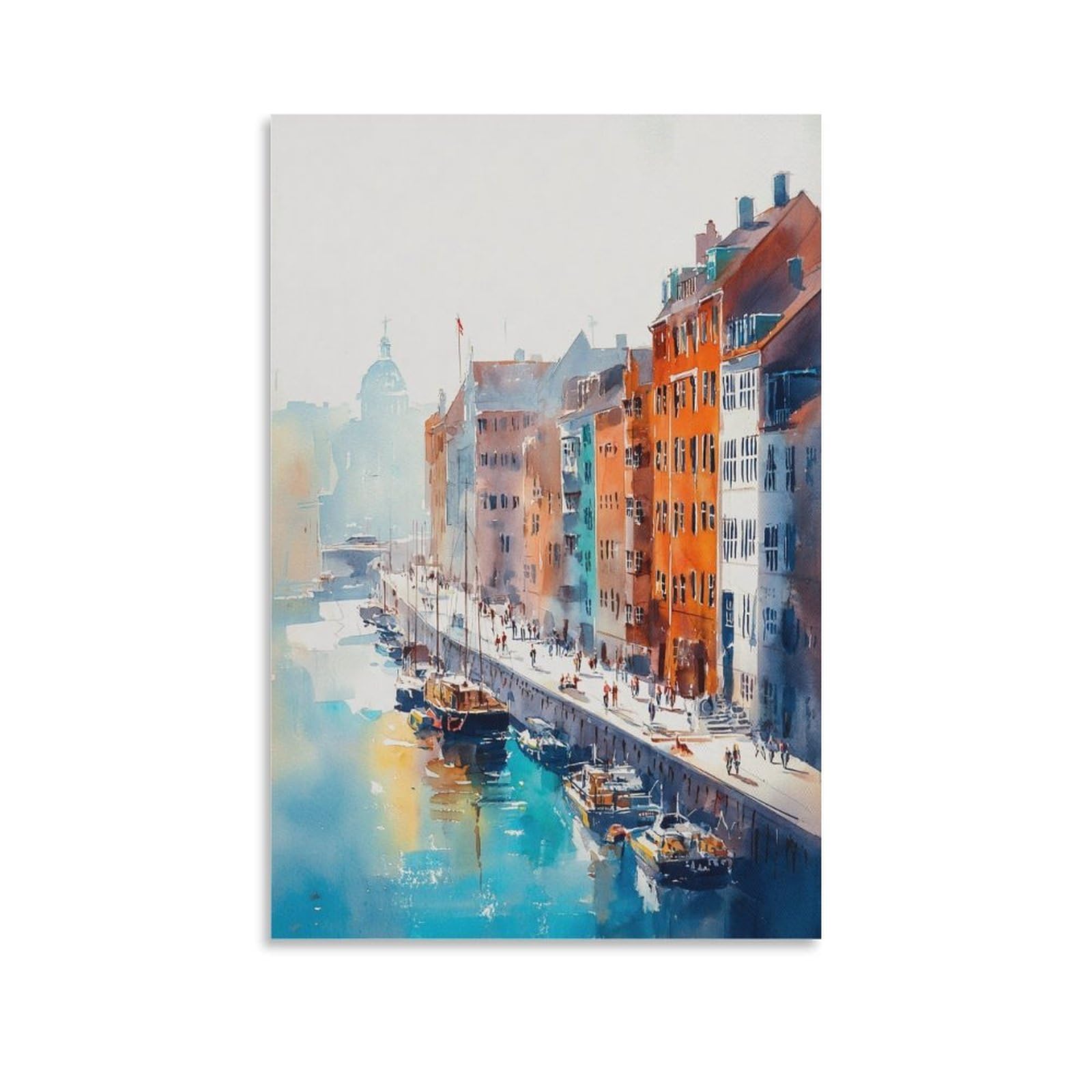 LCYNNH Boston Skyline Watercolor Print Cityscape Wall Art Poster 16x24inch(40x60cm) Print Home Bedroom Office Living Room Decor Canvas