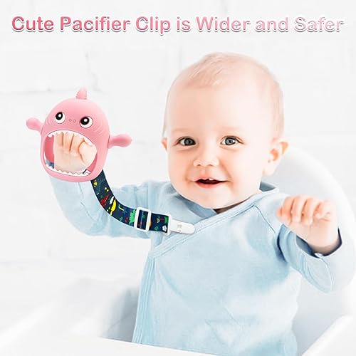 Miniatura 7 de Kpblis Juguete mordedor de silicona para bebés de 0 a 6 meses, nunca se cae, juguetes de dentición para bebés de 6 a 12 meses, chupetes mordedores