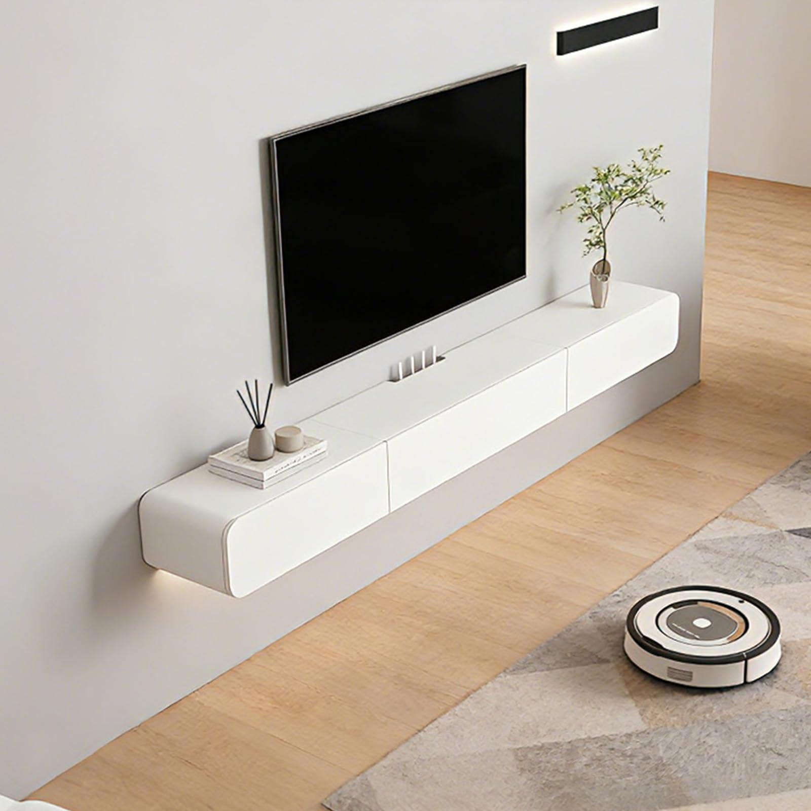 Mueble TV Colgante de Madera Maciza 140 cm con 2 Cajones | muebles tv colgante Parete Consolle Multimediale per Sala de estar, dormitorio