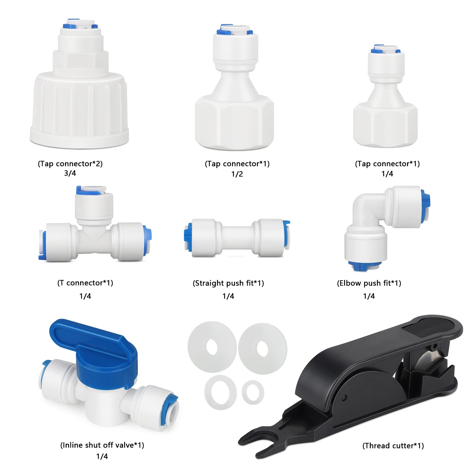 Kit Tubo Acqua Potabile 10 M In Polietilene 1/4 Pollice Con Raccordi Rapidi Per Frigorifero E Osmosi Inversa