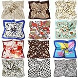 BMC 12pc Women's Silky Scarf Square Mixed Animal Patterns & Colors Fashion Accessory Set - Animal Abstract Pack