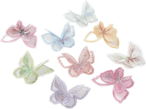 Parches de encaje de mariposa coloridos, parches de organza de doble capa para boda, novia, accesorios para el cabello, cortina de vestir (9 colores)