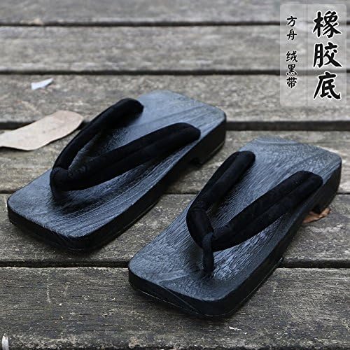 [Respeedime] 丸い頭の男性下駄黒色平らなの覆いのフリップフロップ 鼻の広いラバーソール 黒 27.5cm