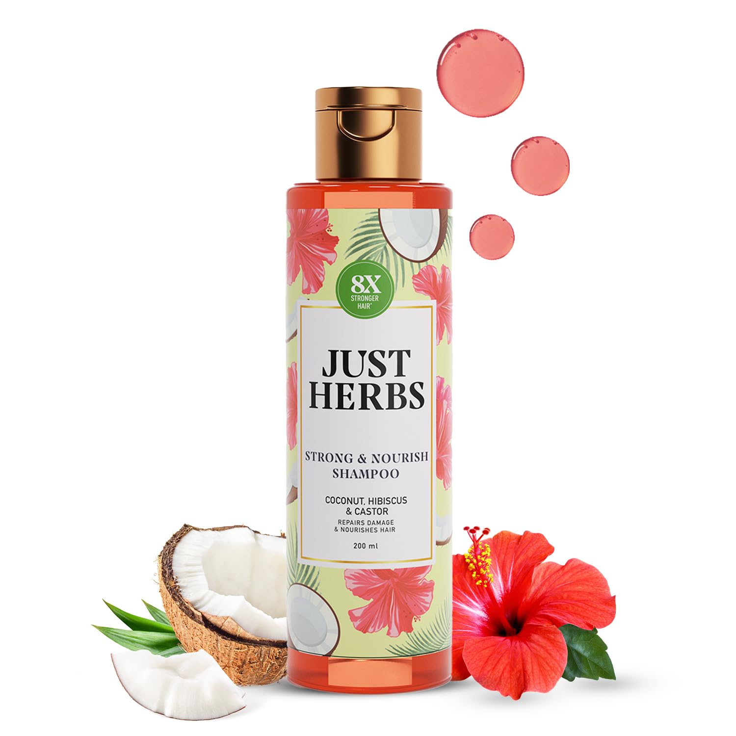 Just Herbs Castor and Black Onion Seed Sulfate Free Shampoo Reduce Hairfall,Hair Loss For Dry and Frizzy, Normal Hair Types Men & Women - 200ml