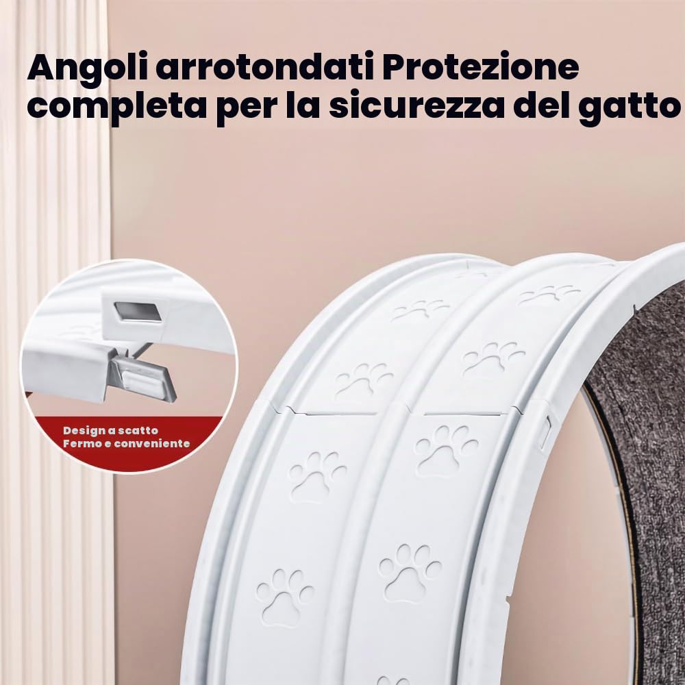 Cat Running Exercise Wheel Tapis roulant, giocattolo di addestramento per gatti ultra silenzioso con meccanismo di bloccaggio, pista con moquette rimovibile per correre e graffiare (Grigio)