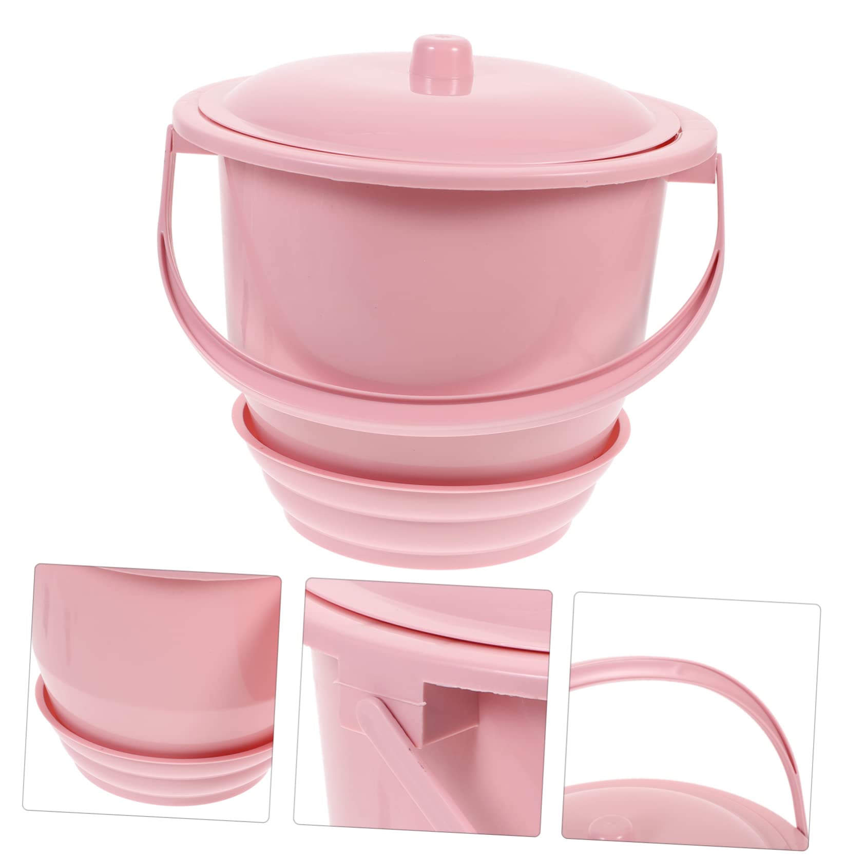 TOPBATHY Pot De Chambre avec Couvercle Seau À Urine Portable en Plastique Épais Crachoir Pratique pour Adultes Enfants Femmes Enceintes 9.65X9.65X8.66 Pouces