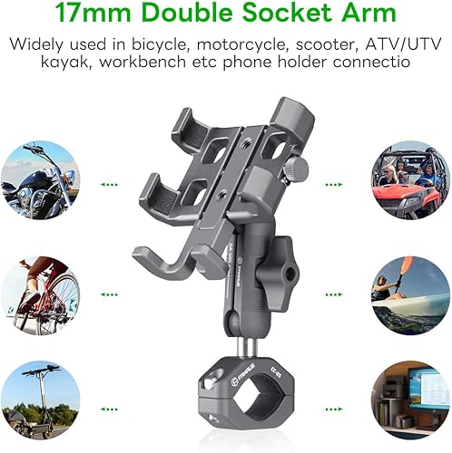 Miniatura 7 de FANAUE El brazo de doble enchufe se conecta a un adaptador de cabeza de bola de 0.669 in solamente, compatible con soporte GPS Garmin y soporte para