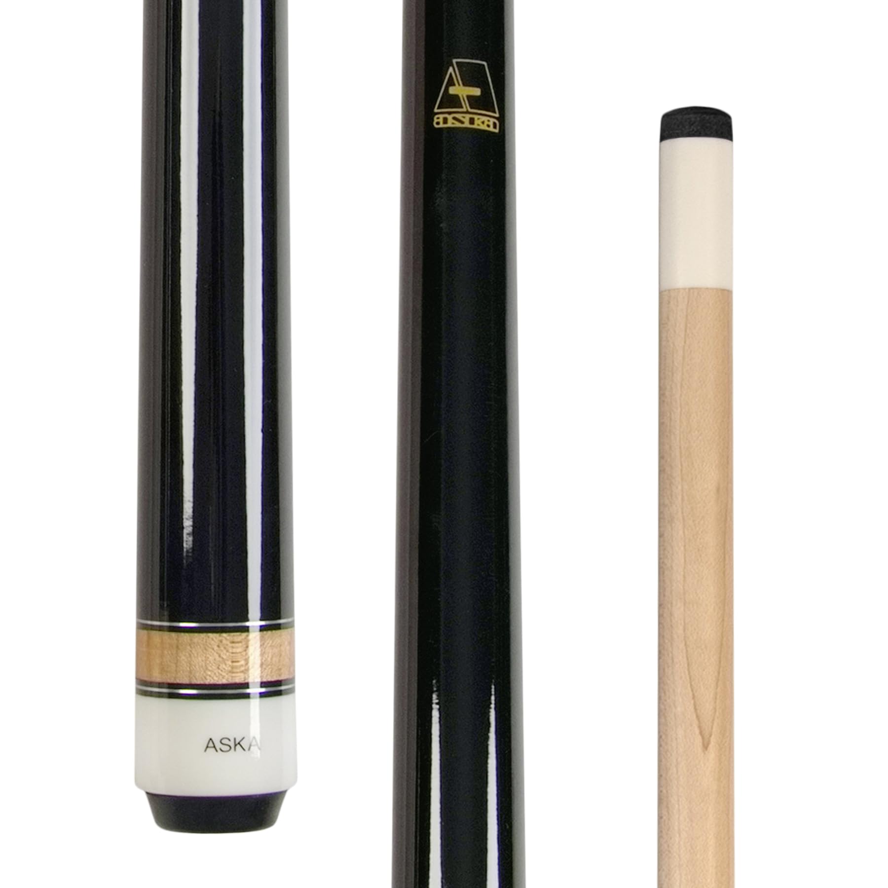 ASKA Short Kids Cue LCS, Canadian Hard Rock Maple Billiard Pool Cue Stick (Black 36 inches, Wrapless)