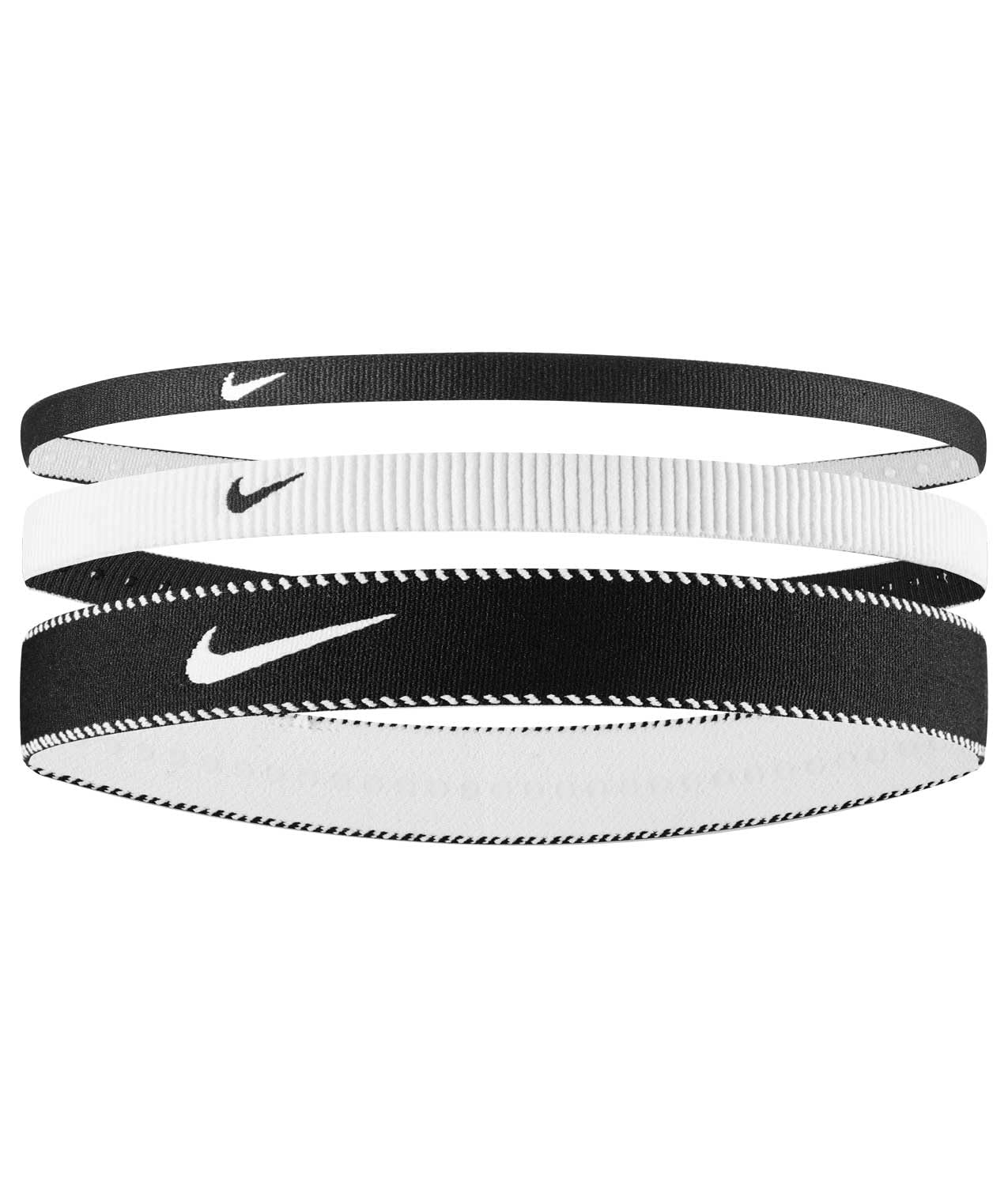NIKE Flex Classic MW Headbands 3PK Elastic Bands Various Amplitudes for Sport Hair W/B (Pack of 3)