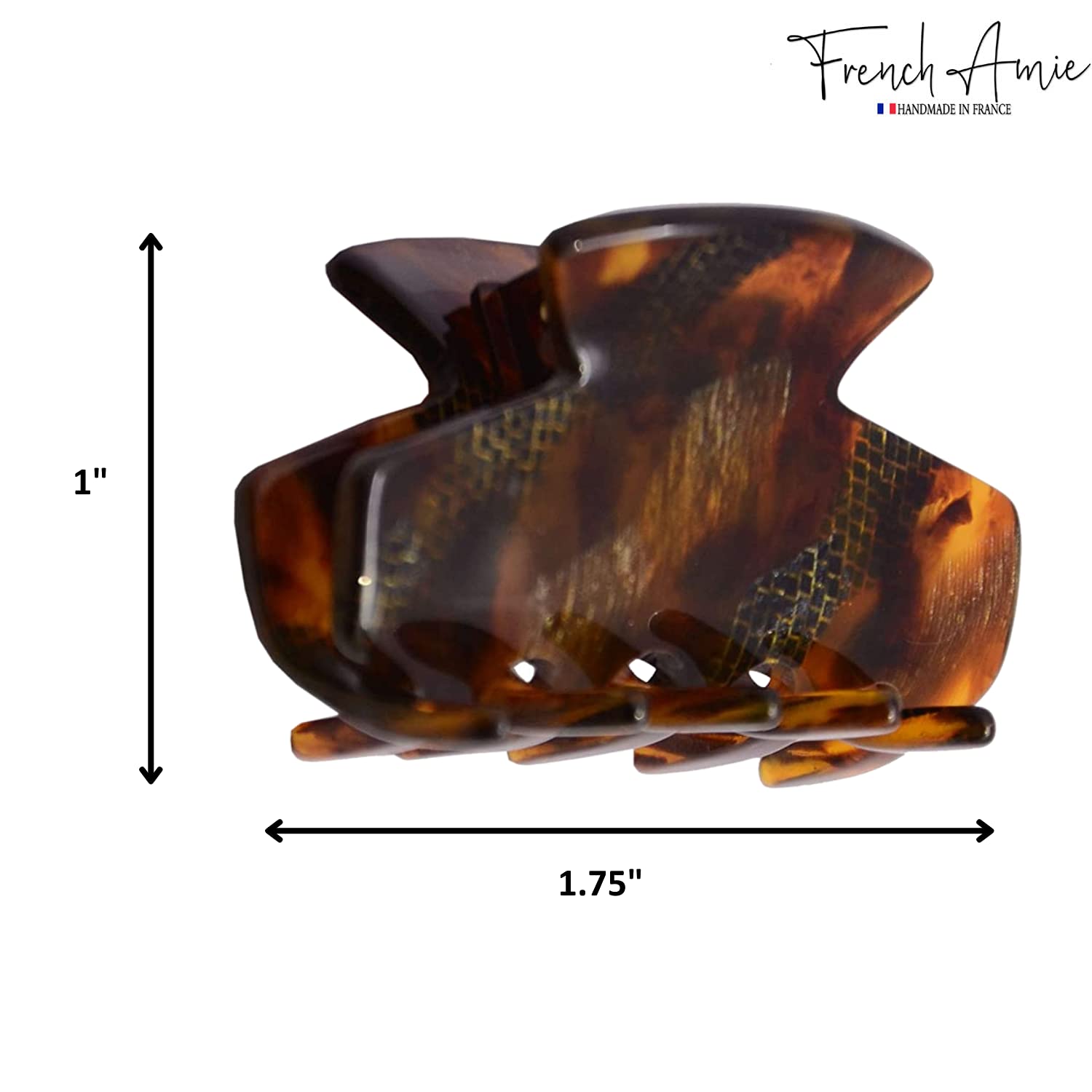 French Amie Chic Brown Shell Net Handmade Celluloid Small Jaw Hair Claw Clip Clamp Clutcher Women Hair Accessories, Made in France (Brown Shell Net) - Image 7