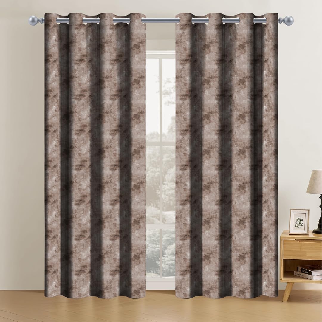 HomeBrew 100% Blackout Printed Premium Door Curtains 7 Feet Long Set of 2, Noise Reducing Blackout Parda 7 Feet with Grommet for Home Decor (7x4 Feet)-image-19