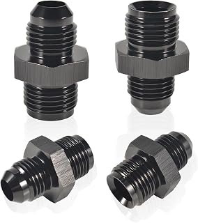 6AN Male Flare to 5/8 x18 Male Thread Inverted Seat Adaptor Aluminum Fittings Black Pack of 4