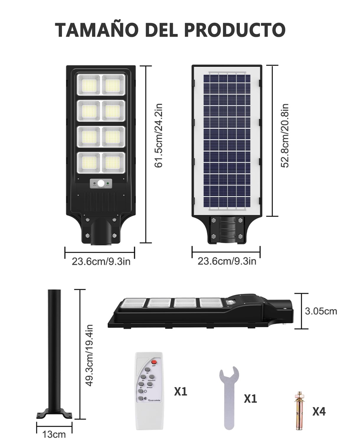 Sararoom Farolas Solares Exteriores, 400W 50000 LM Potente Farola Solar con Sensor de Movimiento, 6500K Impermeable Foco Solar Luz de Seguridad con Mando a Distancia para Jardín,Patio,Camino,Garage
