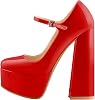 Mary Jane Platform Chunky High Heels Ankle Strap Close Toe Pumps