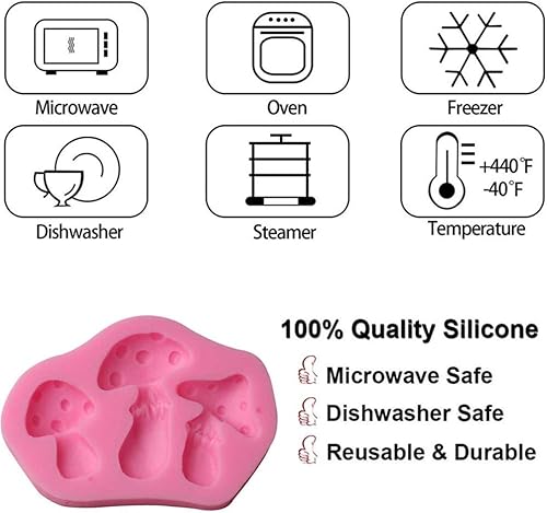 Miniatura 4 de Molde de silicona en forma de hongo 3D de resina para postres de bricolaje, chupitos de gelatina de cristal, cubitos de hielo, pasta de goma de