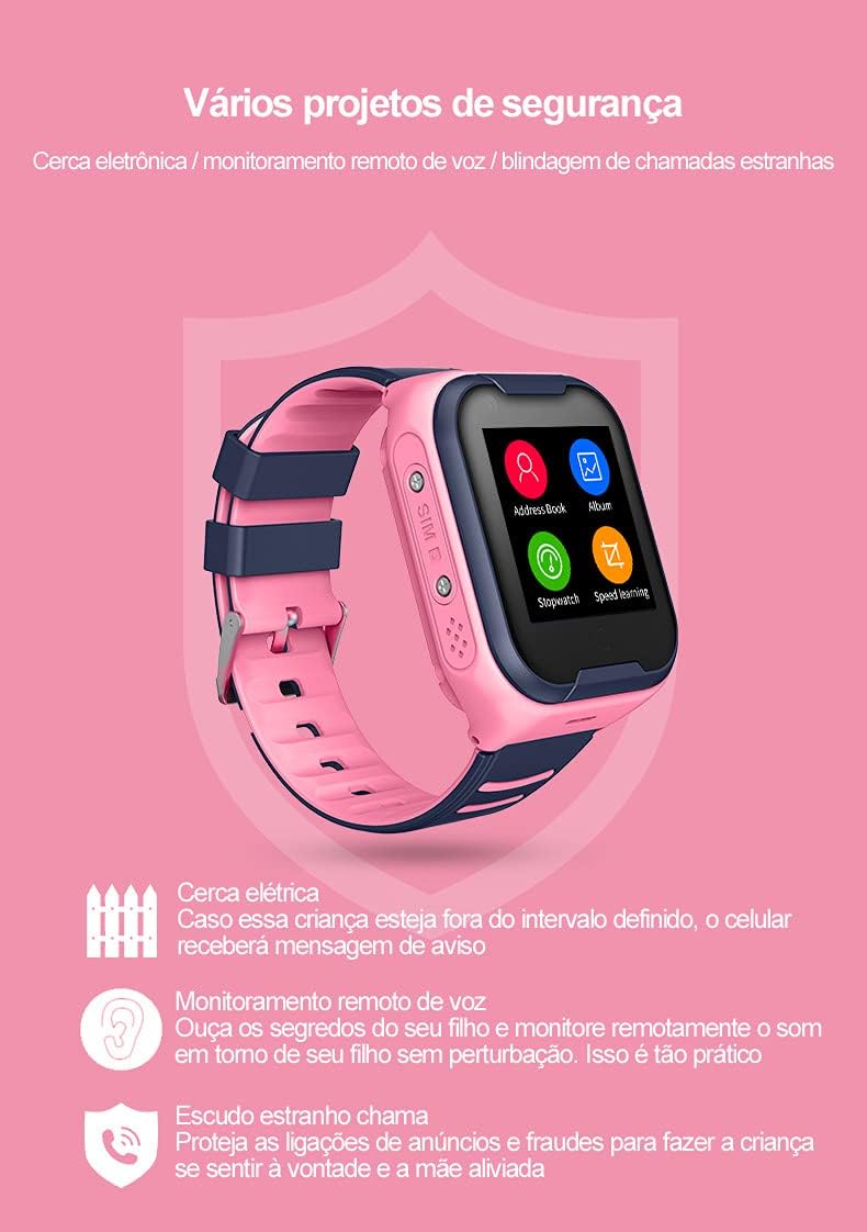 Relógio SmartWatch Infantil com Vídeo Chamada Ligação GPS de Rastreamento 36pro com Câmera Embutida Original da Lefal Cold(ROSA)