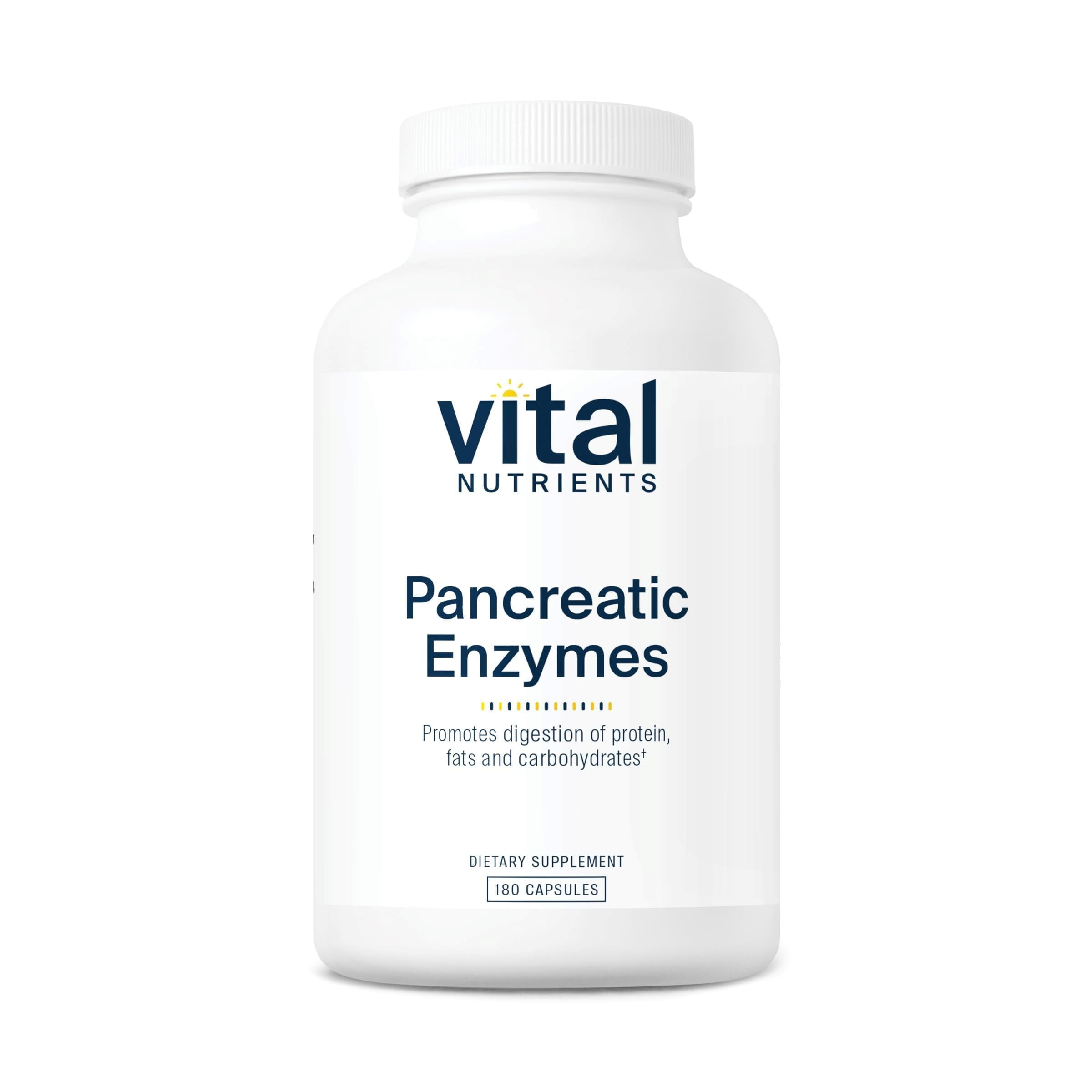 Vital Nutrients Pancreatic Enzymes 1000mg (Full Strength) | Pancreatin Digestion Supplement with Protease, Amylase & Lipase | Digestive Enzymes | Gluten, Dairy, and Soy Free | 180 Capsules