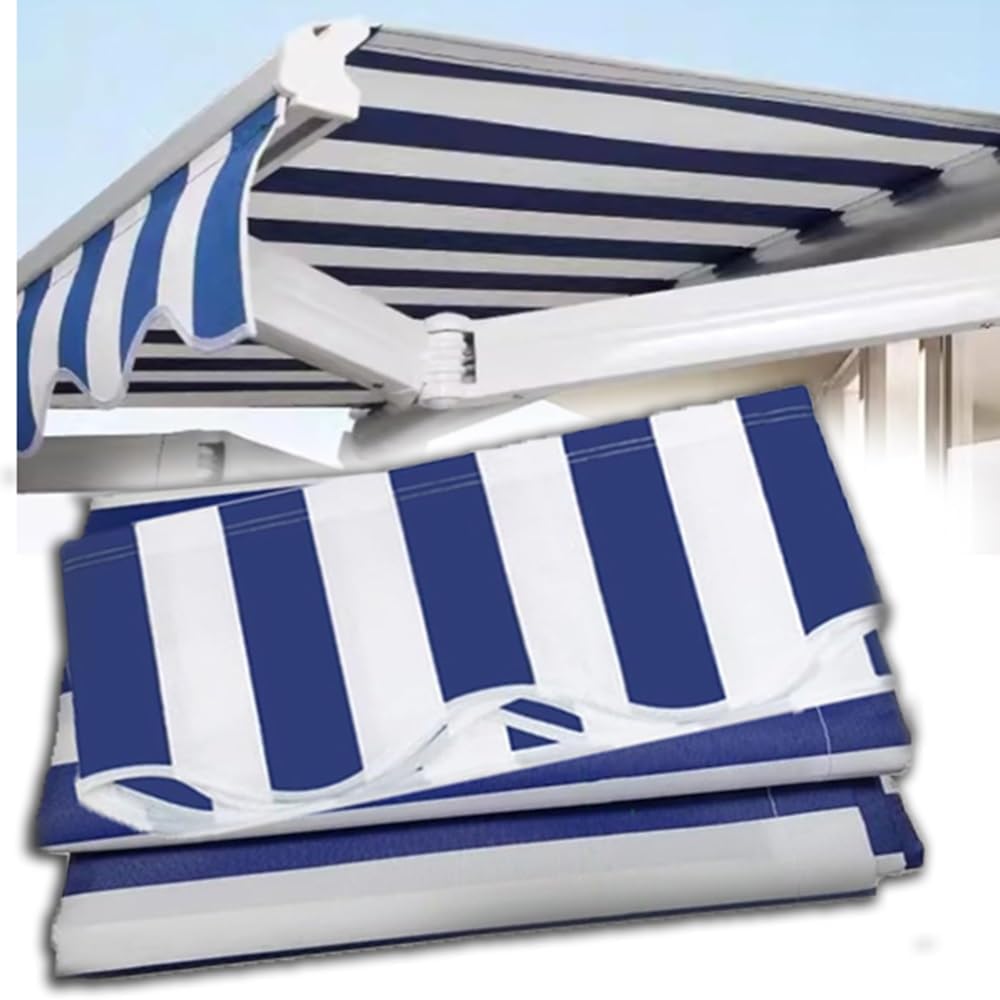 NILZA Stripe Retractable Awning Replacement Cloth Patio Awning Fabric Outdoor Sunshade Shelter Waterproof Canvas, 10'×6.5' Canopy Replacement Fabric(6x3.5m/19.7x11.5f)