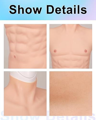 Miniatura 4 de Body de silicona con pecho muscular realista para hombre para cosplay, accesorios de Halloween