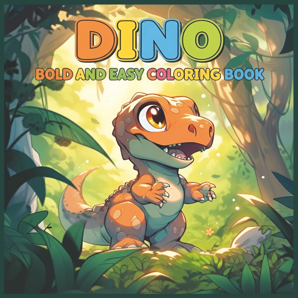 Dino Bold and Easy Coloring Book: +50 Roaring Dinosaur Designs with Bold Outlines, Simple and Stress-Free Prehistoric Art for All Ages for Quick and Relaxing Coloring