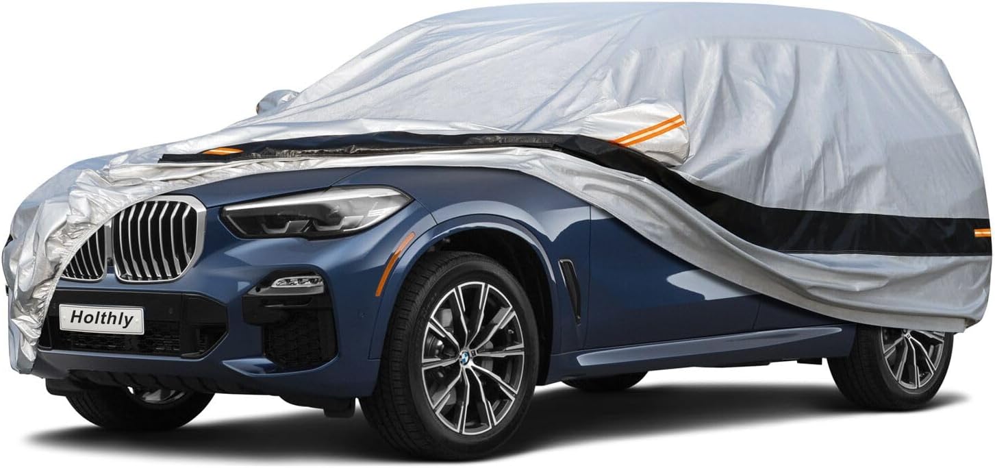 Funda Coche SUV Holthly Impermeable 10 Capas C12 Plata 3 Holthly Funda Coche SUV Exterior Impermeable, Cubre Coche 4x4 de 10 Capas, Cubierta Coche Protector de Sol, Capa para Carro Apto para Audi Q7, BMW X5, Mercedes GLE, Porsche Cayenne,etc. C12 Plata - ¿Vale la pena?