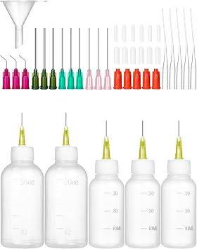 JIBENGAO Needle Tip Squeeze Bottle Precision Tips Applicator Bottles with 14G 18G 20G 25G Blunt Needle and Caps for Dispensing, Refilling Oil, Liquids, Paint, Quilling Craft