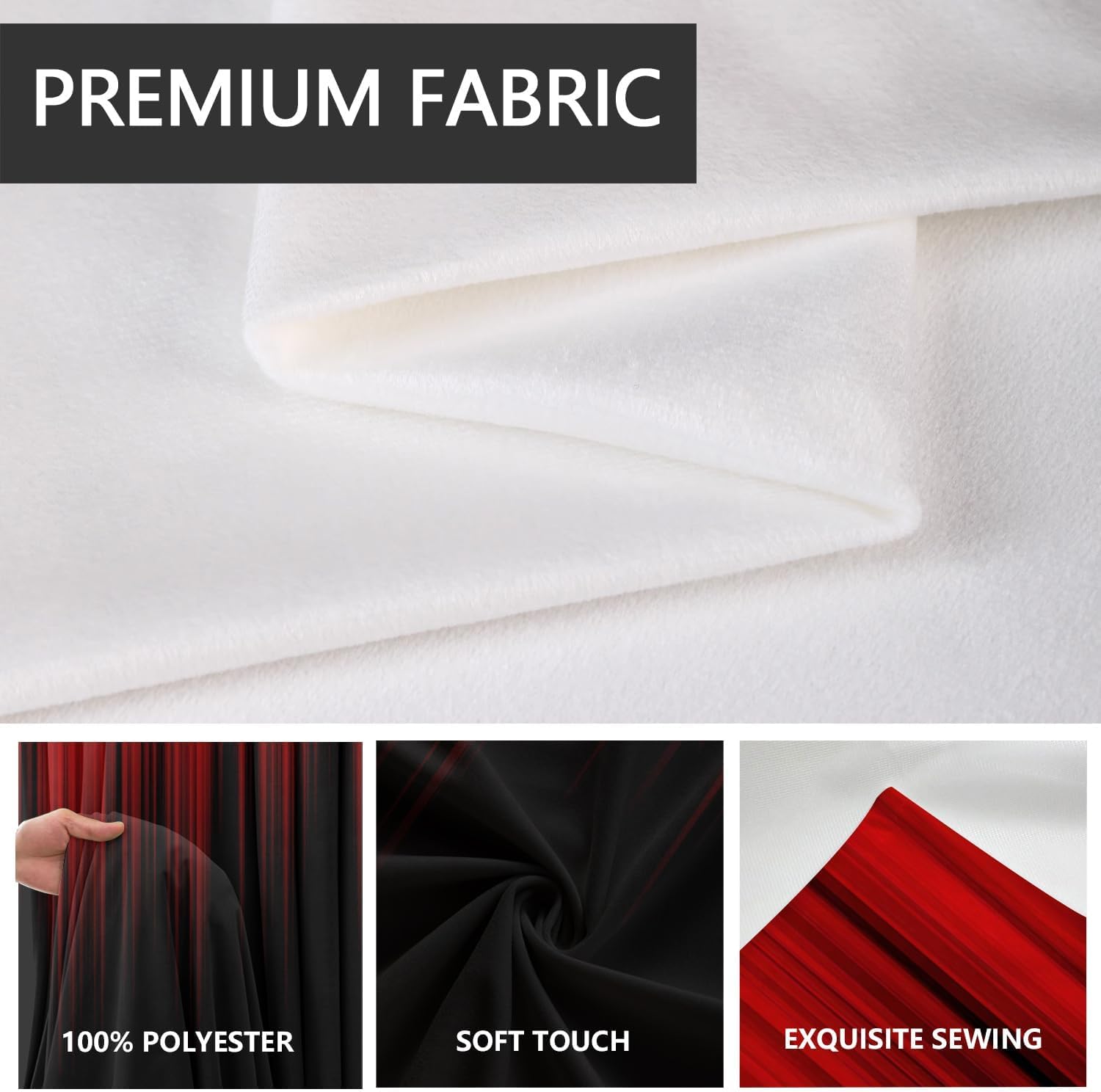 AAtter Red and Black Ombre Gothic Curtains, Dark Aesthetic Gradient Window Drapes for Bedroom, Cool Anime and Goth Room Decor, 2 Panels, 42" W x 63" L