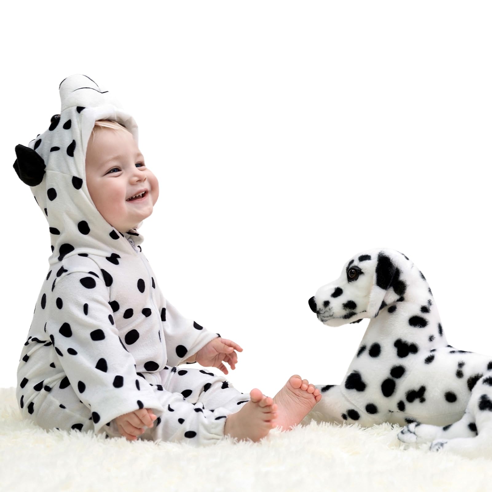 HollyHOME Baby Romper Dalmatians Puppy Cosplay Costume Cuddly Dog Toddler Cosplay Clothing One-piece Jumpsuit Animal Cosplay Outfits Costume for 12-18M