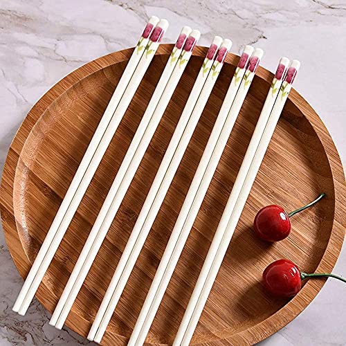 Baguettes en métal Baguettes Baguettes réutilisables Baguettes de Cuisine 10 pailaine Blanche, Baguettes Chinoises en céramique pour Un Usage Familial Sushi Nouilles Hot Pot Baguettes Dishwa