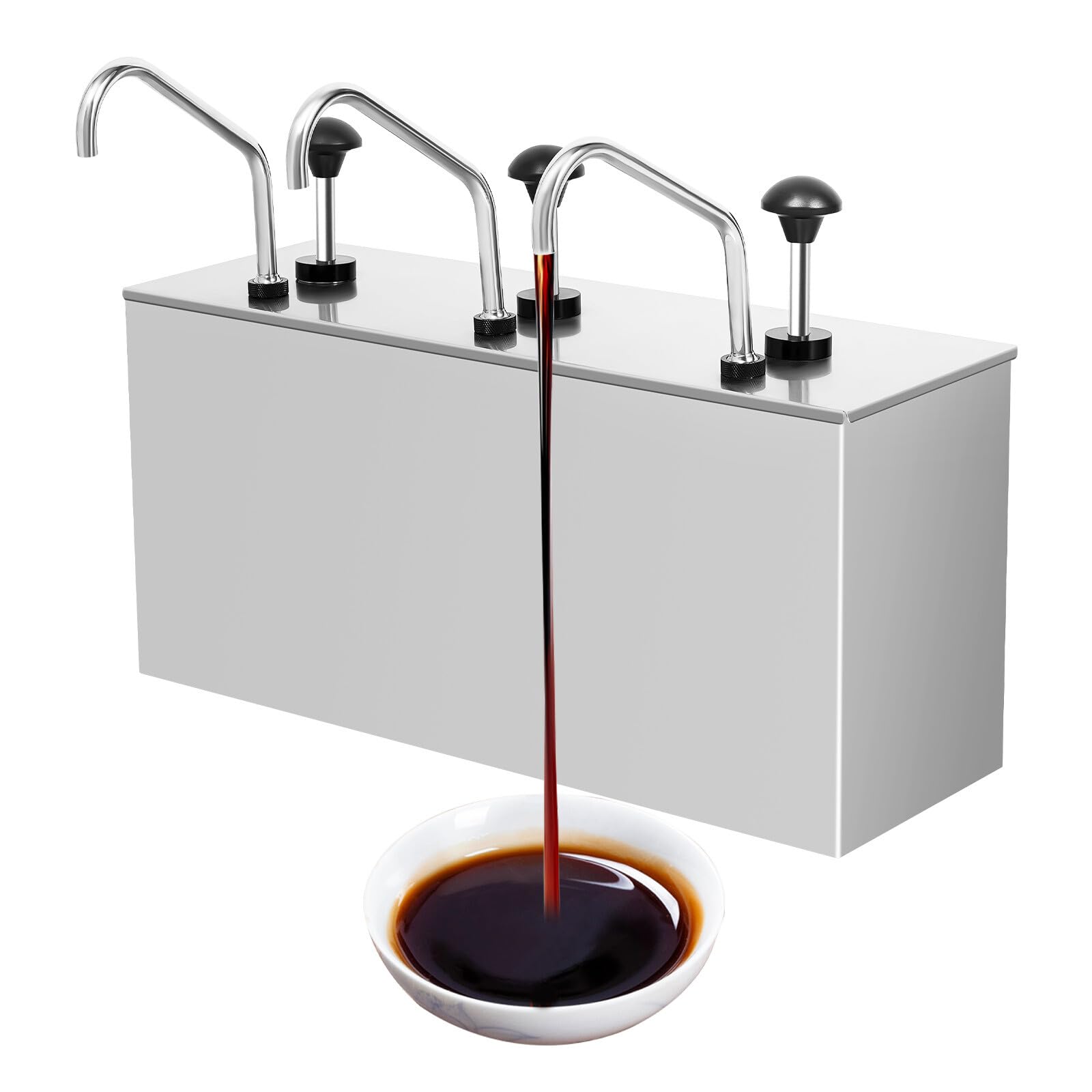 Pompa Distributore Salsa A 3 Secchielli In Acciaio Inox Pompe Per Salsa Di Soia 4L Ketchup Salsa Di Condimento Di Insalata Marmellata