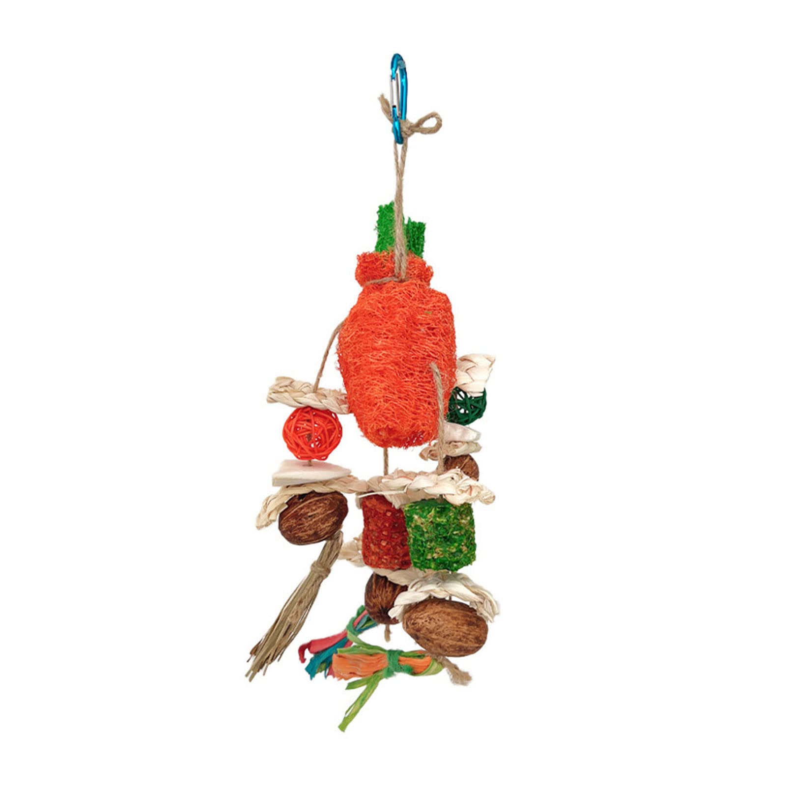 NEWFT Bird Toy Tearing Chewing Toy for Teeth Straw Corncob Cage Hanging Toy Pet Grinding Teeth Toy Hanging Loofah