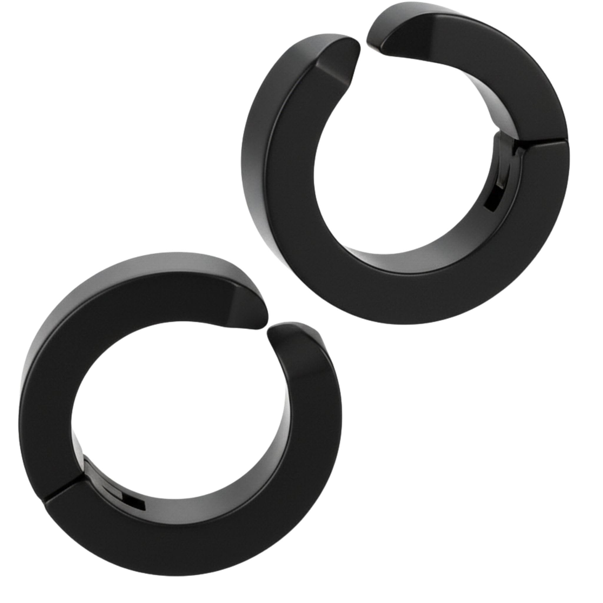 N3VO Dark Orbit Clip-On Hoop Earrings for Men – Black Stainless-Steel No Piercing Hoops | Bold Round Design | Durable Statement Accessory for Work, Travel & Occasion Looks| Gift Ready-image-15