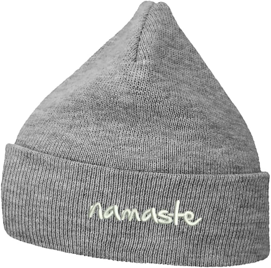 Mens Beanie Knit Hats Namaste Embroidered Unisex Casual Beanies Hats for Winter