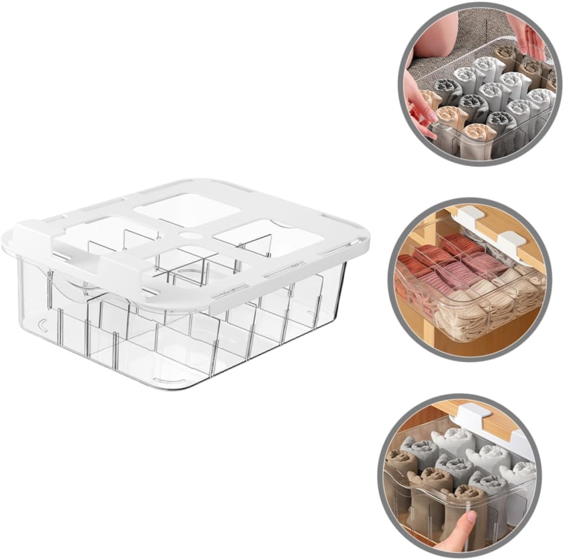 MAGICLULU Underwear and Socks Drawer Organizer with Transparent Compartments Pet Material Storage Box for Closet and Bedroom Capacity Divider for Bras Panties and Clothes Storage