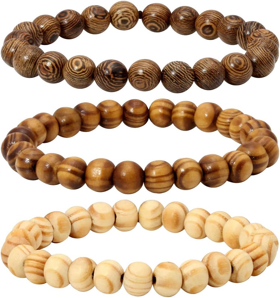Wood Bead Bracelet Lava Rock Stone Beads Diffuser Bracelet Gemstone Aromatherapy Bracelet for Men Women