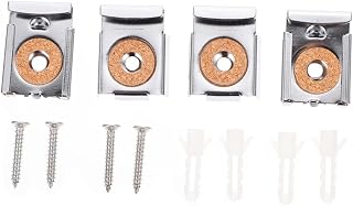 Uonlytech 4 Sets/16pcs Mirror Clip Metal Brackets Mirror Wall Mount Clips Mirror Hanging Hardware Cabinet Shelf Metal Shelving Frame Holder Stand Furniture Glass Bracket Iron Glass Clamps