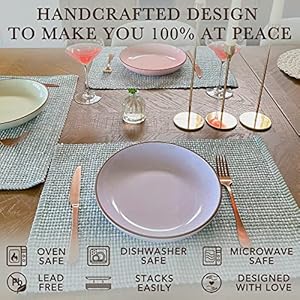 Mora Ceramic Large Pasta Bowls 30oz Set of 4 Serving Salad Dinner etc PlateWide Bowl Microwave Oven Dishwasher Safe Kitchen Dinnerware Modern Porcelain Stoneware Dishes Assorted Colors