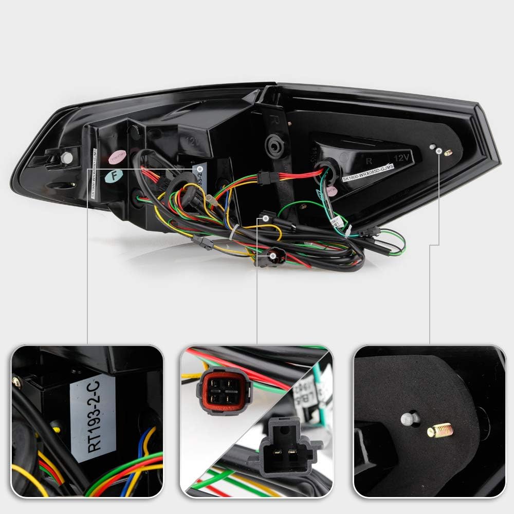 ACANII - For 2008-2014 Subaru Impreza WRX Hatchback Black Housing LED Tail Lights w/Sequential Signal Lamps Assembly Set
