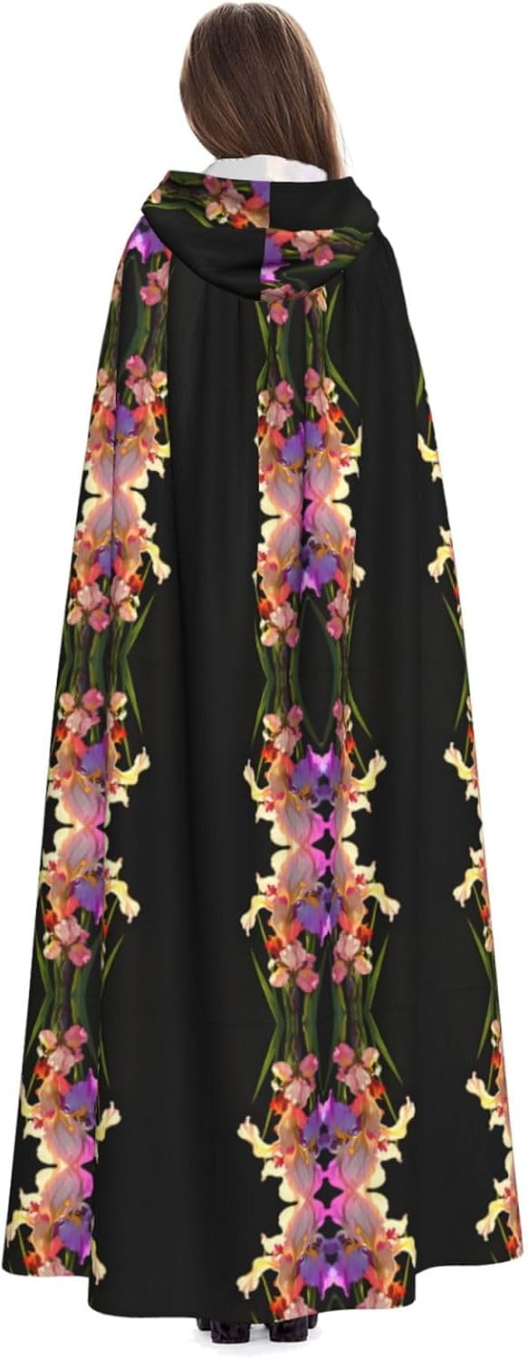 Iris flowers Printed hooded cape suitable for masquerade, Halloween party cosplay props