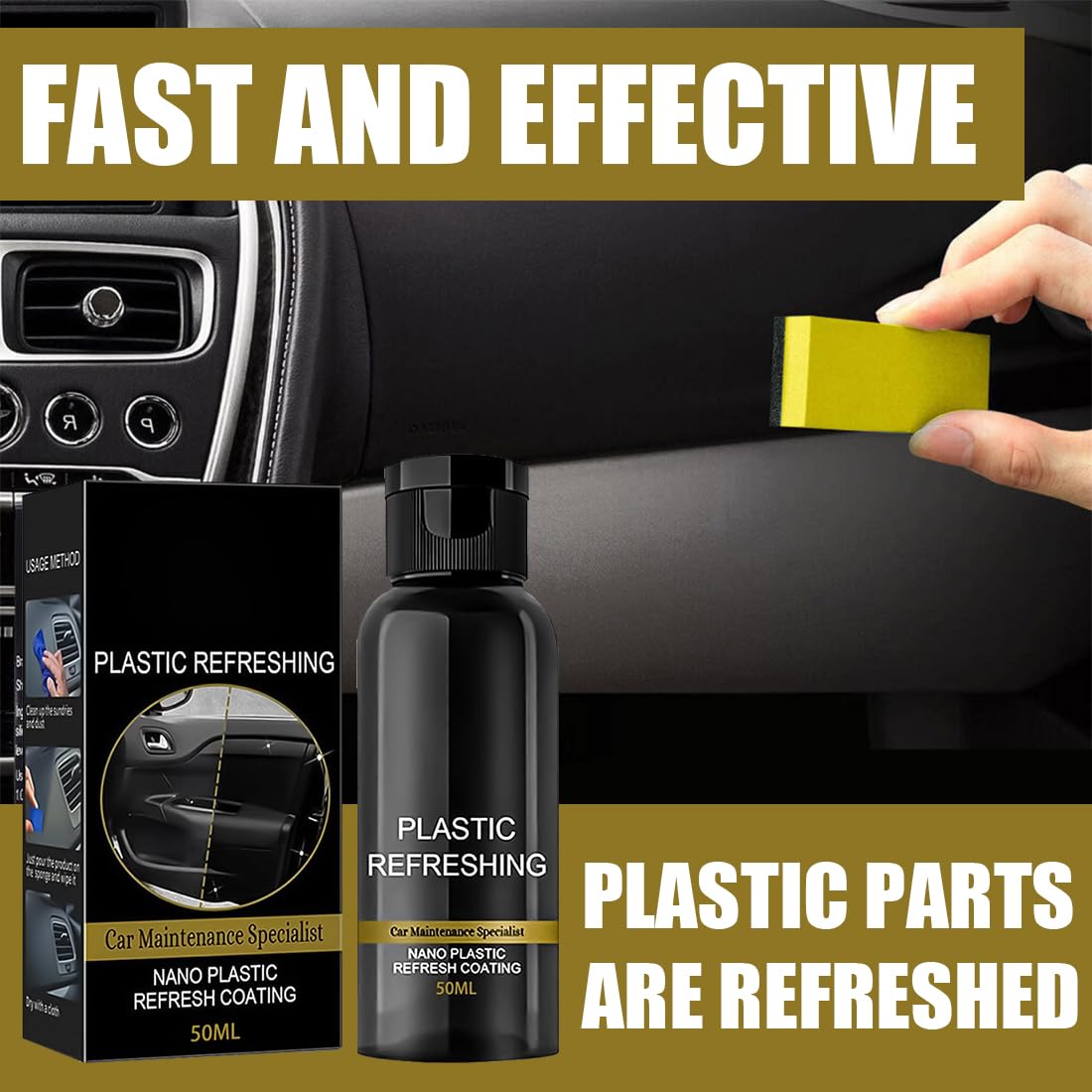 Plastic Refreshing Auto Plastic Revitalizing Coating Agent Środek do pielęgnacji tworzywa sztucznego, do samochodu, środek do naprawy tworzyw sztucznych (50 ml x 2)