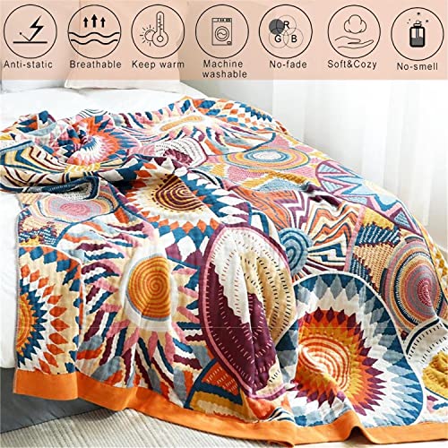 Image of MSGKV Boho Throw Blanket for Bed 60 inchx80 inch 100% Cotton Twin Throw Couch Sofa