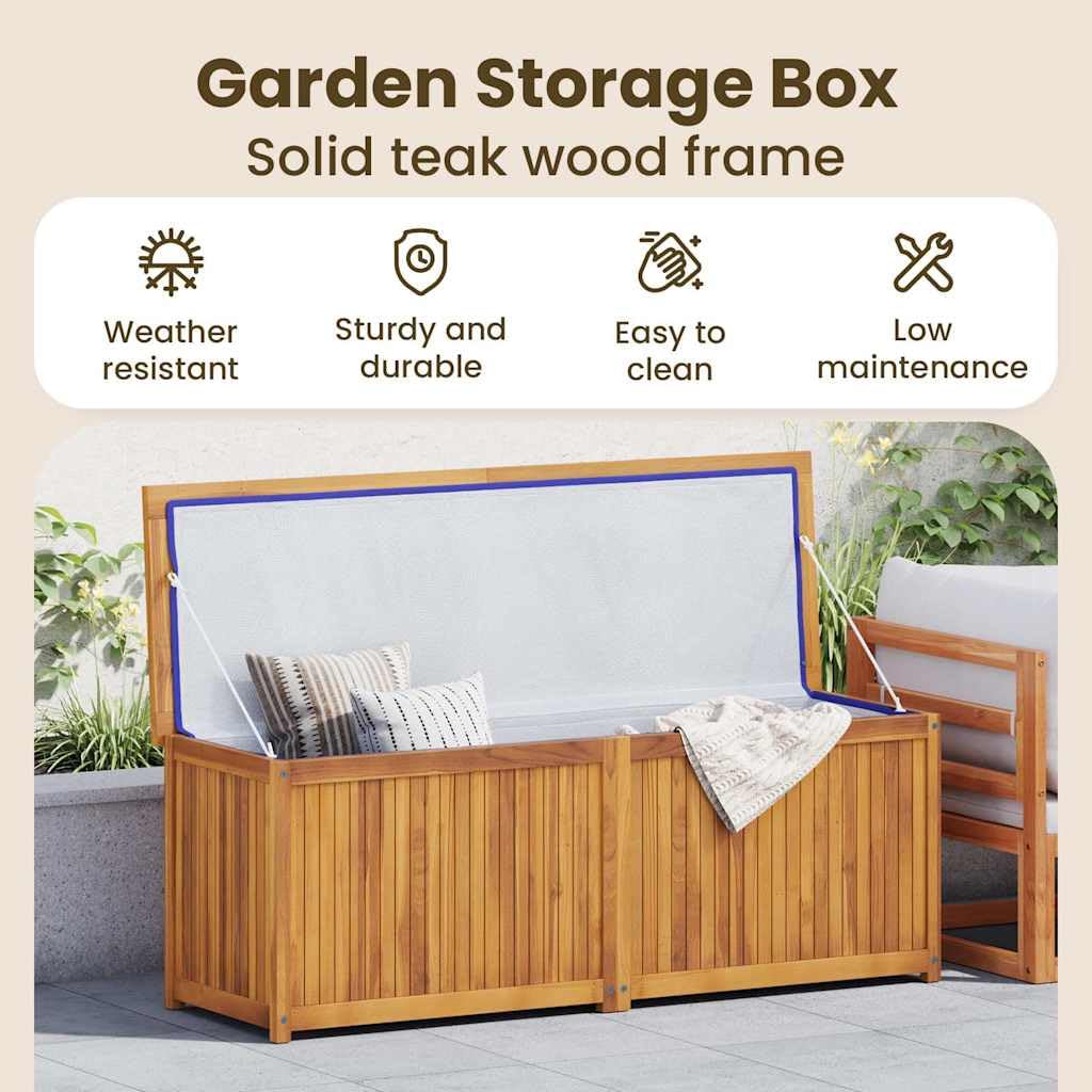 Cassa da Giardino in Legno Massello di Teak 150x50x55 cm